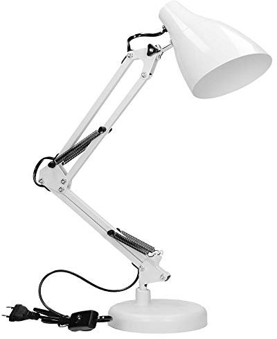Virone DIAN Lampada da Scrivania in Acciaio Cavo da 110 cm (lampadina non inclusa)(bianca)