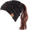 DURINM Damen Strickmütze Gestrickt Wintermütze Beanie Mädchen Zopfloch Wintermütze | Strickmütze für Pferdeschwanz Ponytail Beanie Damen Mütze Wintermütze Messy (Schwarz)