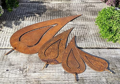 terracotta-toepfe-de Flammen 4er Set, je 1x 30 cm, 19 cm, 16 cm und 12 cm hoch mit Schraubgewinde aus Metall in Edelrost Deko für innen und außen Weihnachten Advent Rost