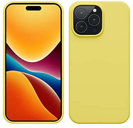 kwmobile Case for iPhone 14 Pro Max Case - Slim Soft TPU Silicone Cover - Works with Wireless Charging - Lemon Yellow