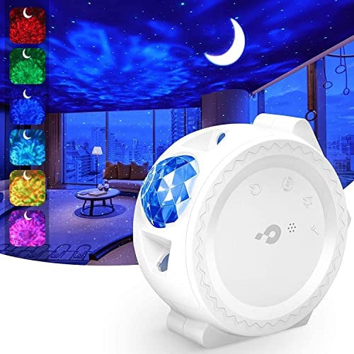 Star Projector, 3 in 1 Galaxy Sky Light, LED Cloud & Moon, Voice Control, 13 Lighting Effects for Bedroom Decor/Home Theatre/Stage/Night Light Ambiance (White)