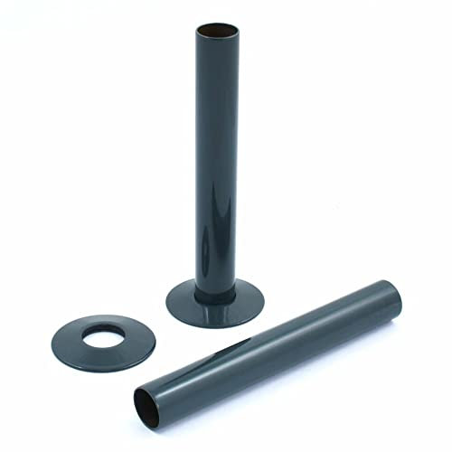 WarmeHaus 2 x Radiator Pipes and Pipe Collars 15 x 180mm Anthracite