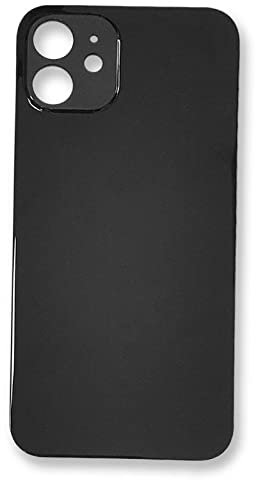 ELLENNE Coque Arrière Cadre Compatible pour iPhone 12 Back Cover Verre Noir Blanc Bleu (Noir/Black)