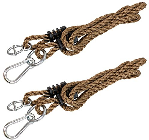 Woodside Set of 2 Tree Swing Conversion Ropes with Galvanised Steel Fixings for Outdoor Kids Swing - 10mm x 5.5M