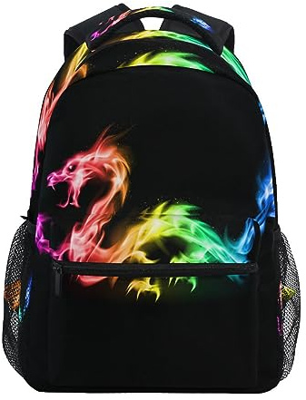 ALAZA Boys Backpacks for School, Dragon Monster Rainbow Bright Flame Bookbags for Kids Boy Teen Toddler Fashion Daypack Rucksack Travel Laptop Bag