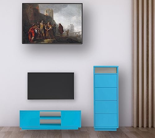 Aileenstore Wohnwand Set modern 2 teilig TV Lowboard, Sideboard für Wohnzimmer oder Kinderzimmer, Farbe:türkis-blau