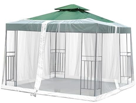 Zanzariera regolabile per ombrellone da terrazzo, con doppia chiusura lampo, copertura per ombrellone e zanzariere