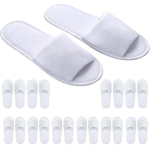 Sharharge Lot de 10/20 paires de pantoufles de spa jetables à bout ouvert - Antidérapantes - Pantoufles moelleuses pour la maison, l'hôtel, les voyages et les invités de fête