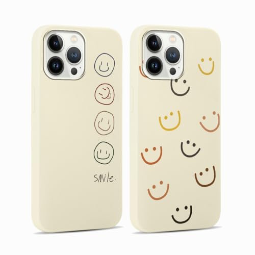 Yoedge 2 Stück Handyhülle für iPhone 13 Pro Max Hülle, Smiley Gesicht Niedliches Gemaltes Design Mädchen Aesthetic Handyhülle Weich Schlanke Silikon TPU Stoßfest Schutzhülle für iPhone 13 Pro Max 6,7