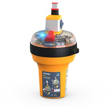 Ocean Signal rescueME EPIRB3 Balise GPS de Détresse Marine 406 MHz avec AIS Intégré et NFC Batterie 10 Ans Autonomie 48 H Flottante Étanche pour Sécurité en Mer