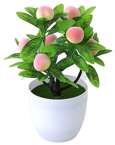 Künstliche Obstbaum gefälschte Topfpflanzen Faux Mini Pfirsich Fruchtbaum gefälschter Baum künstlicher Topffrucht für Home Office Decor