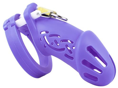 Kutocesy Peniskäfig Silikon Set mit 5 Penisring Male Bdsm Small Sissy Atmungsaktiv Cock cage Bondage Fetisch Keuschheitsgürtel Sex Spielzeug für die Männer Paare (L,Purple)