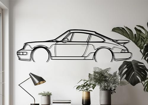 Generic Metall Wandbild, Porsche 964 Wanddeko, Auto Silhouette, 49 cm (19)