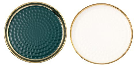 LIFKOME 2pcs Ceramic Cake Pan Round Ceramics Bracelet Plate