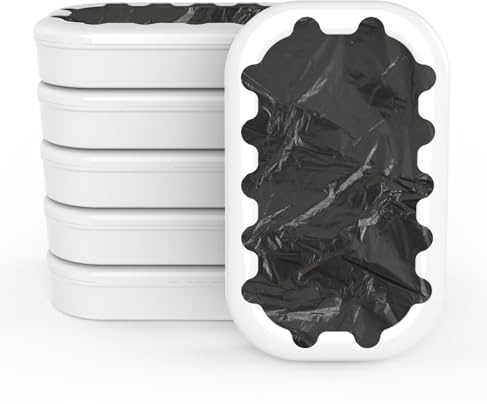 JustBeEasy E1 Automatic Trash Can Refill Rings，Official Self Changing Garbage Bag for E1 Touchless Sensor Smart Trash Can, 6Pack - 150 Count (6 Months Supply)