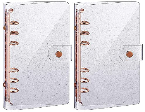 Pavewood 2 StüCke A6 PVC 6 Ringbuch Abdeckung Rose Gold Weiche Notebook Abdeckung Transparente PVC Notebook Schale 6 Loch Lose Blatt Abdeckung