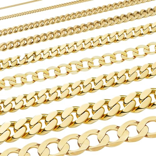 Edle Echt Goldkette Breiten 0,8mm-6,0mm Panzerkette 333-8 Karat Gold, Breite der Panzerkette:3.3 mm weit, Länge der Kette:55 cm Halskette