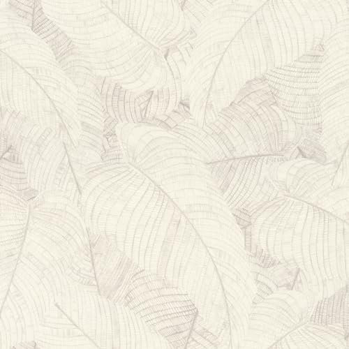 Rasch Amara 720525 Papier peint non tissé avec motif moderne de feuilles Blanc crème Motif feuilles tropicales botaniques