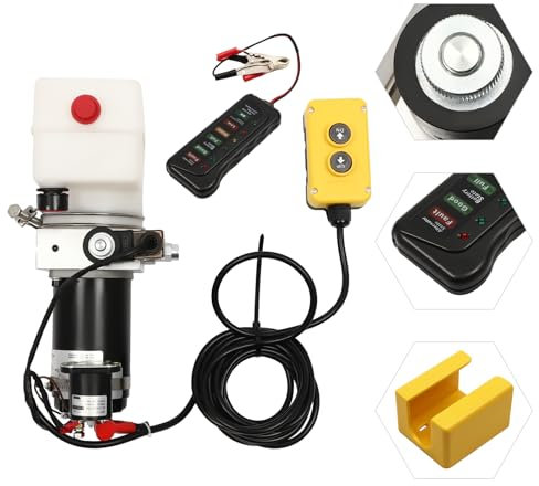 Estabeter Pompa idraulica, 12 V, unità idraulica, 800 W, pompa idraulica a doppia azione, per ascensori, carrelli elevatori, ecc. | 14 x 20 x 32 cm | nero argento |