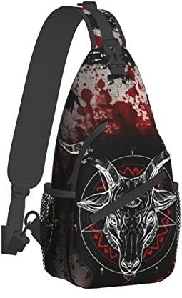 fifbird Sling Bag Crossbody Rucksack Sling Rucksack Schultertasche Casual Daypacks für Damen Herren Radfahren Wandern Reisen, Pentagramm mit Dämon, One size