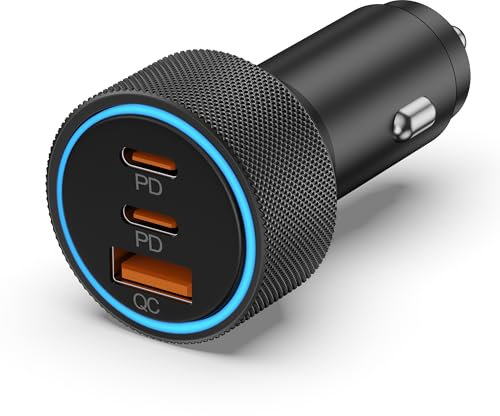 66W 3-Port Car Charger Adapter for iPhone 16//16e15/14/13 Pro Max/Pro/Plus, Cigarette Lighter USB Socket with PD/QC, Fast Charger Compatible with Samsung Galaxy S25/S24/S23/S22, Google Pixel 9/8