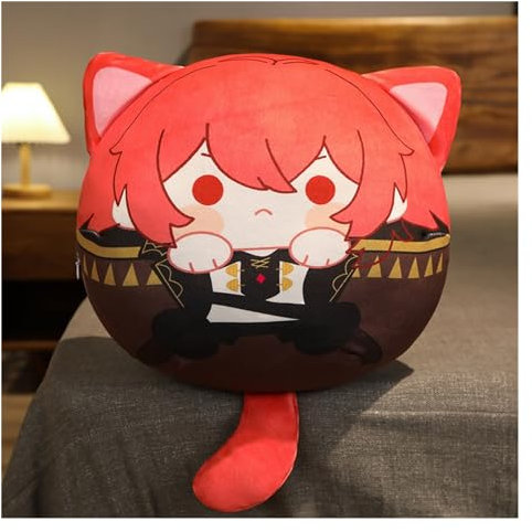 Genshin Plüsch, Kawaii Anime Figur Schlüsselanhänger Puppe Weicher Impact Entzückendes Plüsch Wurfkissen for Gamer Fans Geschenke(Diluc,35cm Pillow)