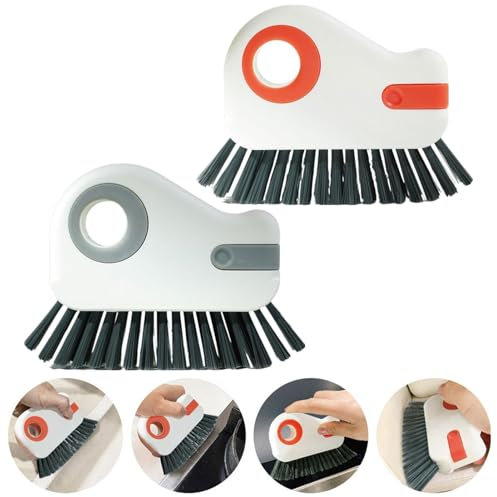 Lot de 2 brosses de nettoyage 2 en 1 pour rainures et rainures - Outils de nettoyage de joints - Brosse de nettoyage à poils durs pour rail de porte coulissante, rebord de fenêtre, joint de fenêtre