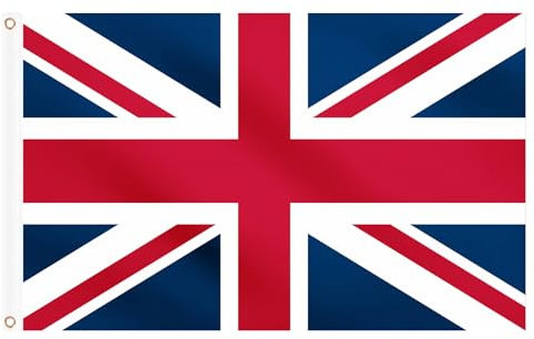 2PCS Union Jack Flags 5ft x 3ft for VE Day 80th Anniversary 2025, Large British Flag Great Britain UK Flag with Brass Eyelets Party Indoor Outdoor Decorations