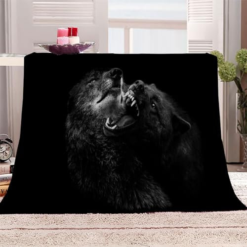 DILANI Kuscheldecken Flauschig Wolf 3D Drucken Microfaser Flauschig Flanell Decke 100x130 Tier Winter Weich Wohndecke Kuscheldecke Schlafdecke Plüschdecke Pelzdecke Couchdecke
