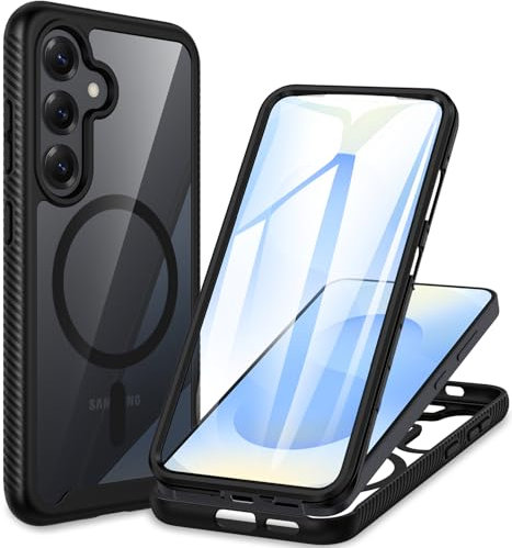 CENHUFO Hülle für Samsung Galaxy S25 / S24, Magnetisch Schutzhülle mit eingebautem Displayschutz Robust Stoßfest Panzerhülle Cover Case 360 Grad Handyhülle für Samsung Galaxy S25 5G/S24 5G -Schwarz