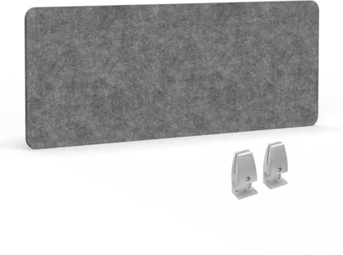 Eigentlich Akustikwand Vario 60x160x1,8 cm, Schreibtisch-Sichtschutz anthrazit inkl. Tischklemmen, schallabsorbierende Trennwand aus PET, Raumtrenner Akustikschutz (Tischklemmen SOLIDO V, Silber)