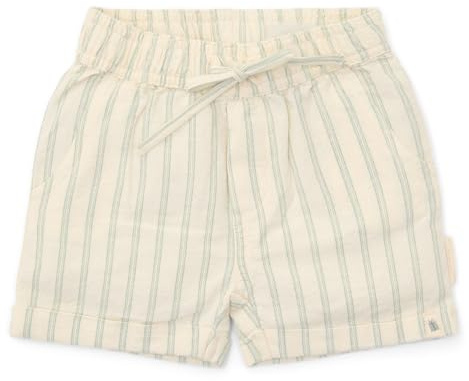 Little Dutch CL25023137 Kurze Hose/Shorts mit Taschen Musselin Forest Green Stripe - Forest Friends beige/grün (Gr. 80)