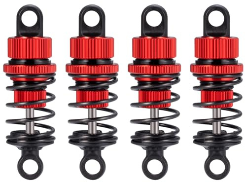 AXspeed 4er Set Aluminium Stoßdämpfer vorne und hinten Kompatibel mit Tamiya M03 M04 M05 M06 1:10 RC Cars (Rot, 50mm)