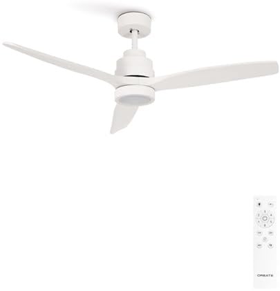CREATE / WINDSTYLANCE S/Ventilateur de plafond avec lumière blanc avec télécommande / 40W, Silencieux, Ø112 cm, 6 vitesses, minuteur, fonction été-hiver, double hauteur