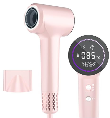Asciugacapelli Supersonic, Phon al Plasma da 400 Milioni, Asciugatura Rapida 110000 Giri/Min ad Alta Velocità, 1500W Phon Capelli Professionale con Ugello Magnetico per Viaggi e Domestico-Rosa