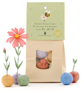 8 Wildblumen-Saatkugeln als kreatives Geschenk | Samenbomben mit Wildblumen-Saatgut | Perfekte Geschenkidee für Geburtstage, als Dankeschön, als lustiges Geschenk und zur Aufmunterung