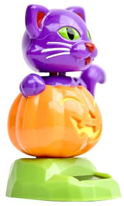 Solcellsdrivna Vickande Figurer Batterifri | Solcellsdrivna Nickande Och Skakande Huvud Pumpa-Katt-Ornament för Skrivbord, Bord, Fönsterbräden, Bilinteriör, Lastbil,