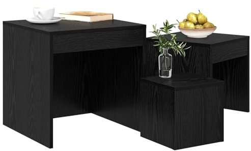 vidaXL Coffee Table 3 pcs Black Oak 45 x 45 x 45 cm Engineered Wood
