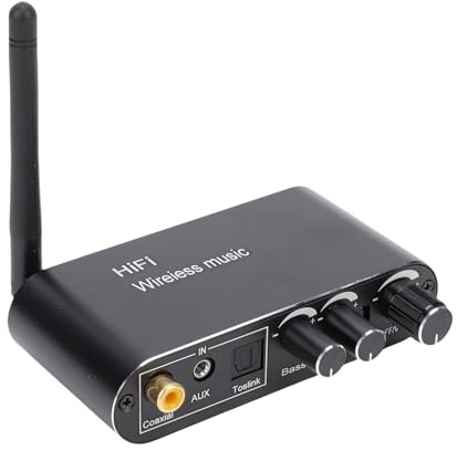 Fockety Convertitore audio digitale-analogico, adattatore da ottico a jack da 3,5 mm con ricevitore Bluetooth 5.1, convertitore da ottico coassiale a convertitor L/R per HDTV, DVD