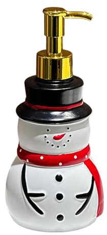 KESOTO Seifenspender, Handseife Seifenspender für Bad, 450ml Pumpspender aus PP, Spülmittelspender mit Pumpspender für Arbeitsplatten, Weihnachts dekor für Shampoo, Küche, Badezimmer, Schneemann