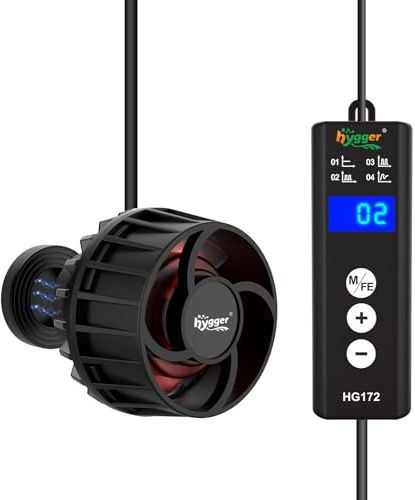 hygger Bomba de Flujo de Acuario 8000LPH Creador de Olas de Acuario,12W DC Bomba de Circulación para Acuarios 4 Modos de Onda para Pecera 189-450L