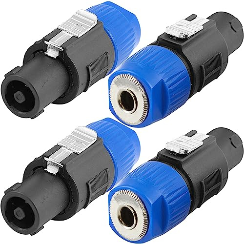 HAAMNING7 Adaptateur Haut-parleur vers 1/4 NL4FC, 4 pôles connecteur pour Speakon mâle vers 1/4 TS femelle Prise audio pour Neutrik pour Speakon NA4LJ NA4LJX, 4 PCS