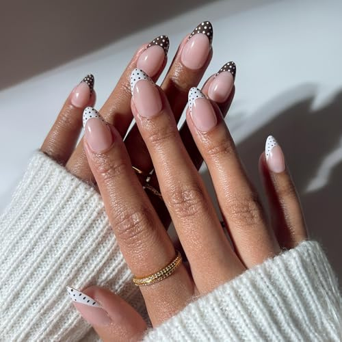 Glamnetic Press On Nails - Short Almond, Glossy Fake Nails 30 Pc Full Kit | Vacation-ready Blue press on nails in 15 sizes. French tip glue-on set. Water-resistant, chip-resistant, up to 2 weeks wear