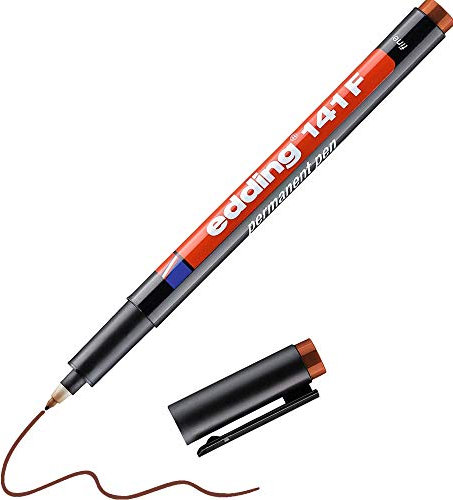 edding 141 F Permanenter Folienschreiber - braun - 1 Stift - Rundspitze 0,6 mm - Stift zum Schreiben auf Glas, Kunststoff, Folien und glatten Oberflächen - schnelltrocknend, wisch- und wasserfest