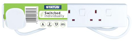 Status 4 Gang Individually Switched Extension Socket with Neon Indicator