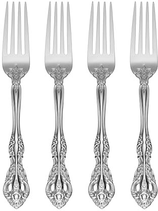 Oneida Michelangelo Fine Flatware Dinner Fork, Set of 4, 18/10 Stainless Steel, Silverware Set, Dishwasher Safe