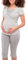 Herzmutter Pyjama Grossesse - Pyjama Maternité Allaitement - Vêtement de Nuit - pour Femme Enceinte - Pyjama Ensemble Maternité - Pantalon midi - Manches Courtes - 2600 (M, Blanc/Gris)
