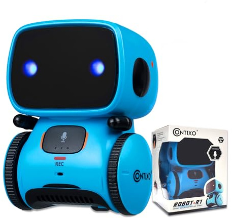 Contixo R1 Kids Robot Toy, Blue Interactive Smart Robots with Voice Control Talking Dancing Learning Touch Sensor Compact Educational Portable Toy for Boys Girls Toddlers 3-8 Years Old Birthday Gifts