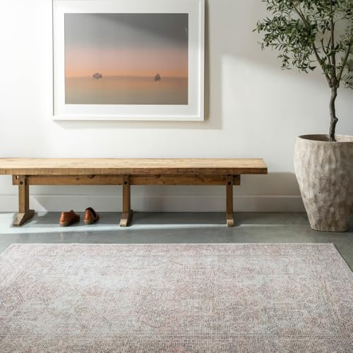 Livabliss x Becki Owens Vintage Carpet 200x275 cm, Scandi Neutral Traditional Boho Design for Living Room & Bedroom, Easy Care Pile, Tan Ivory