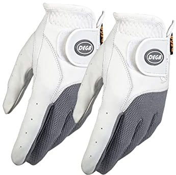 DEGA Golfhandschuhe Herren 2er-Pack, Cabretta-Leder, Golfhandschuhe Herren Links Hand weiches Gefühl, Tour bevorzugt, Wag Flex M